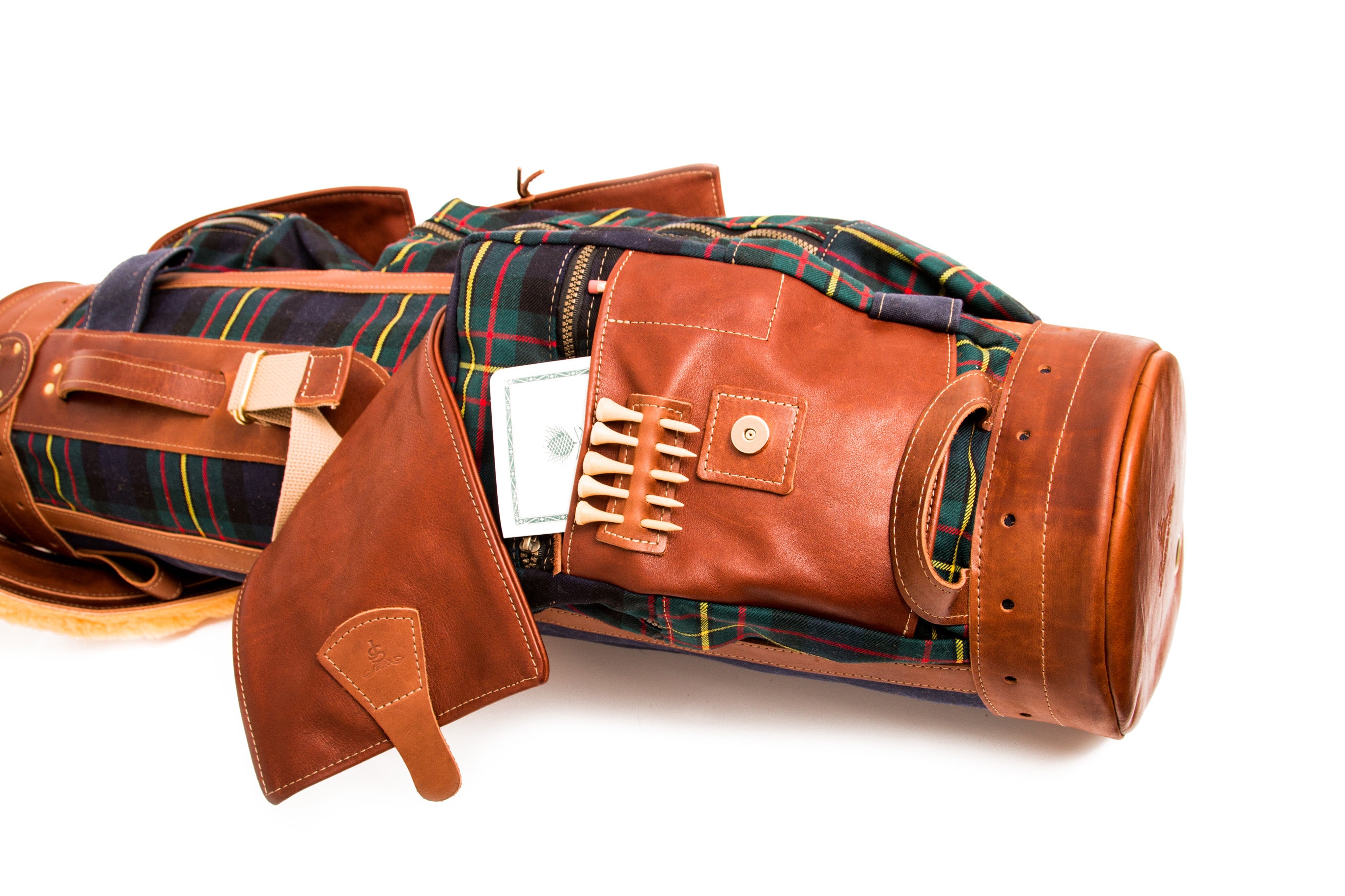 Tartan and Leather Shoe Bag - Steurer & Jacoby