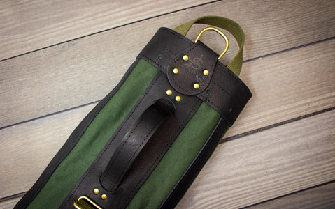 Olive Canvas and Black Leather Pencil Style Golf Bag - Steurer & Jacoby