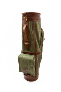 Leather & Waxed Canvas Classic Staff Golf Bag- Olive with Chestnut Leather