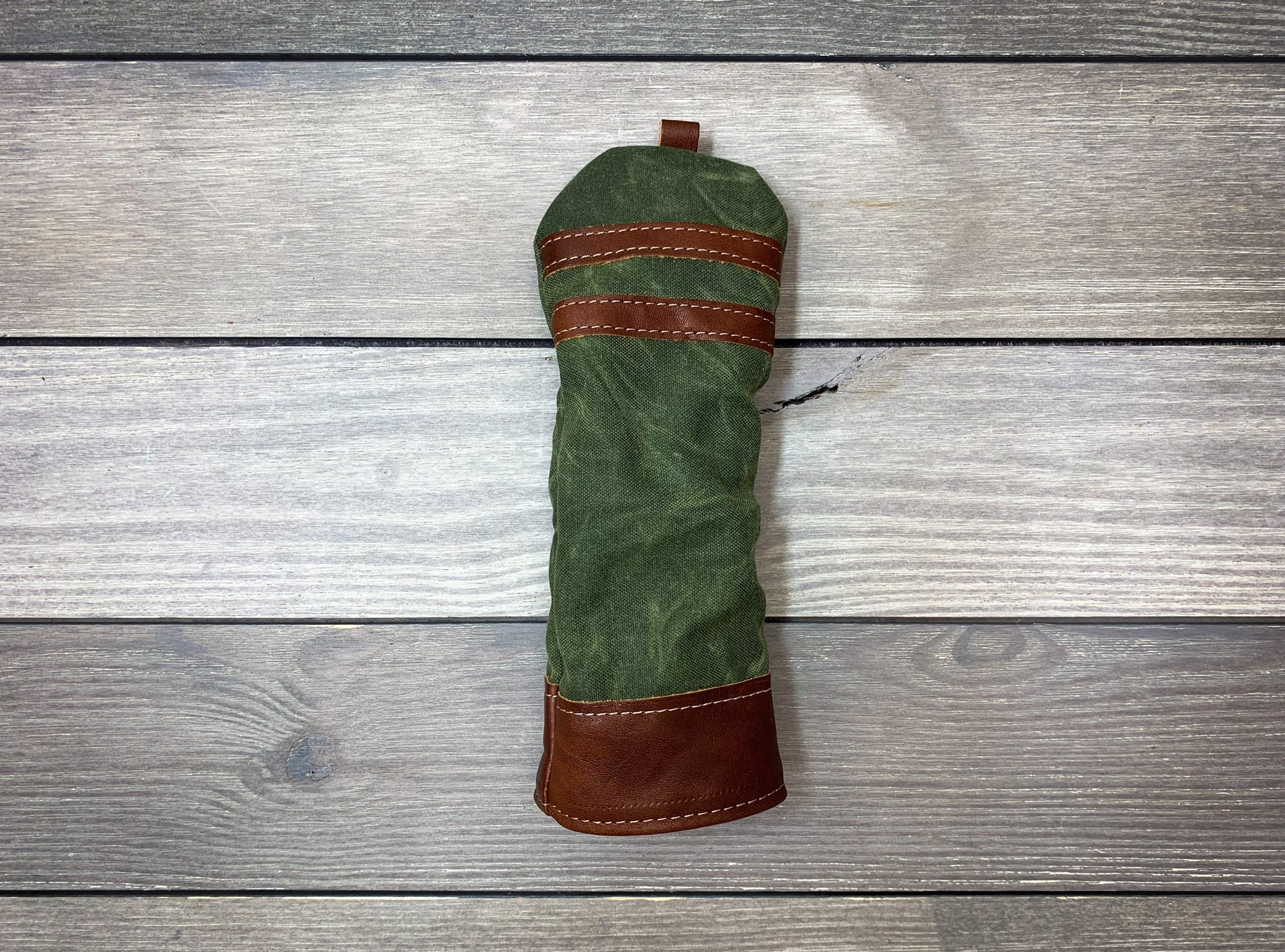 Olive and Chestnut Leather Traditional Style Fairway Wood Cover- Steurer & Jacoby