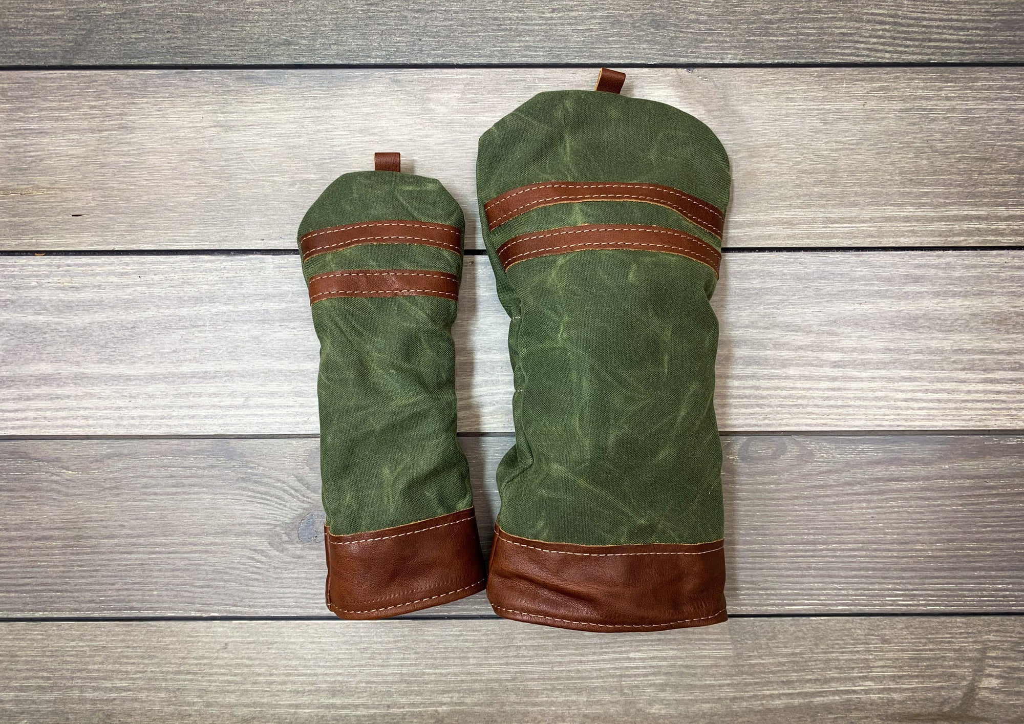Olive and Chestnut Leather Traditional Style Headcovers- Steurer & Jacoby