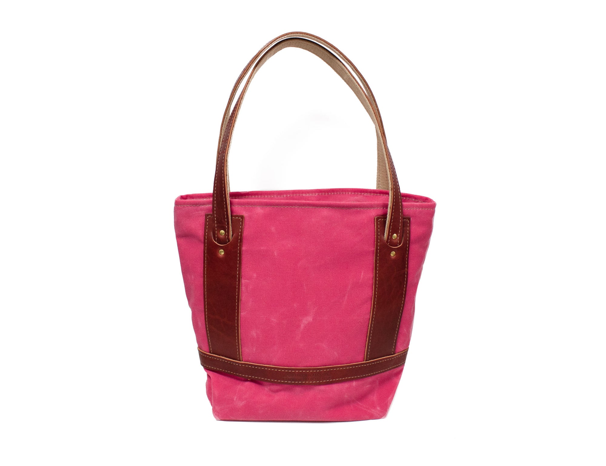 Pink Canvas and Burgundy Leather Purse- Steurer & Jacoby