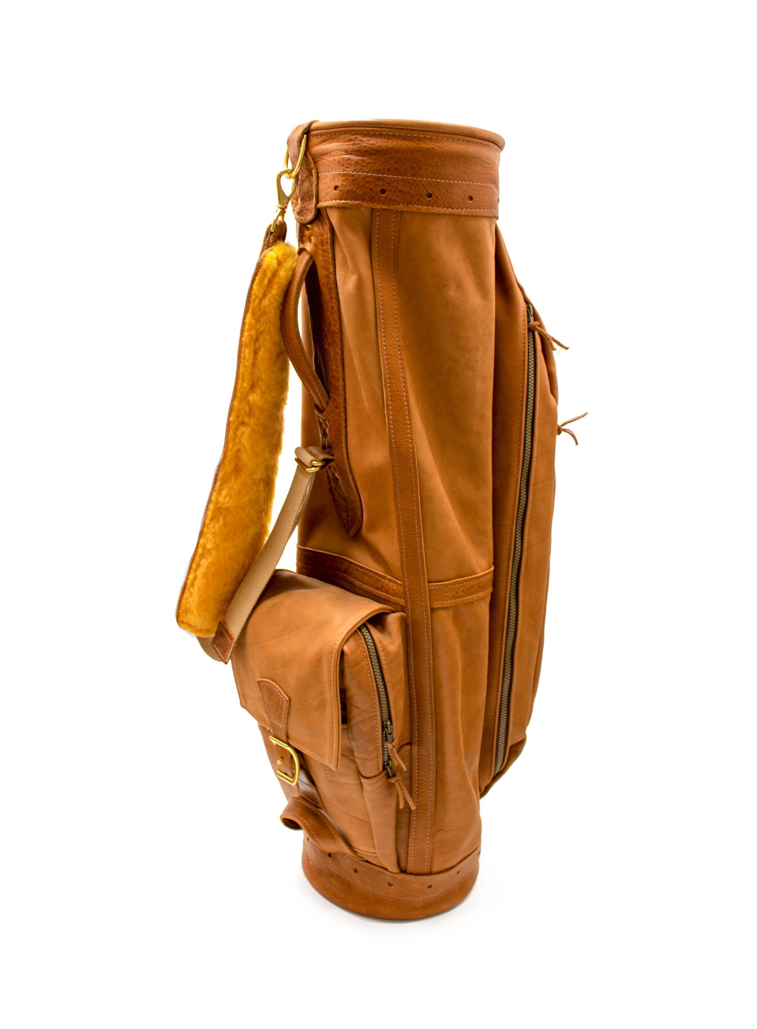 Natural Leather Staff Golf Bag Side View- Steurer & Jacoby 