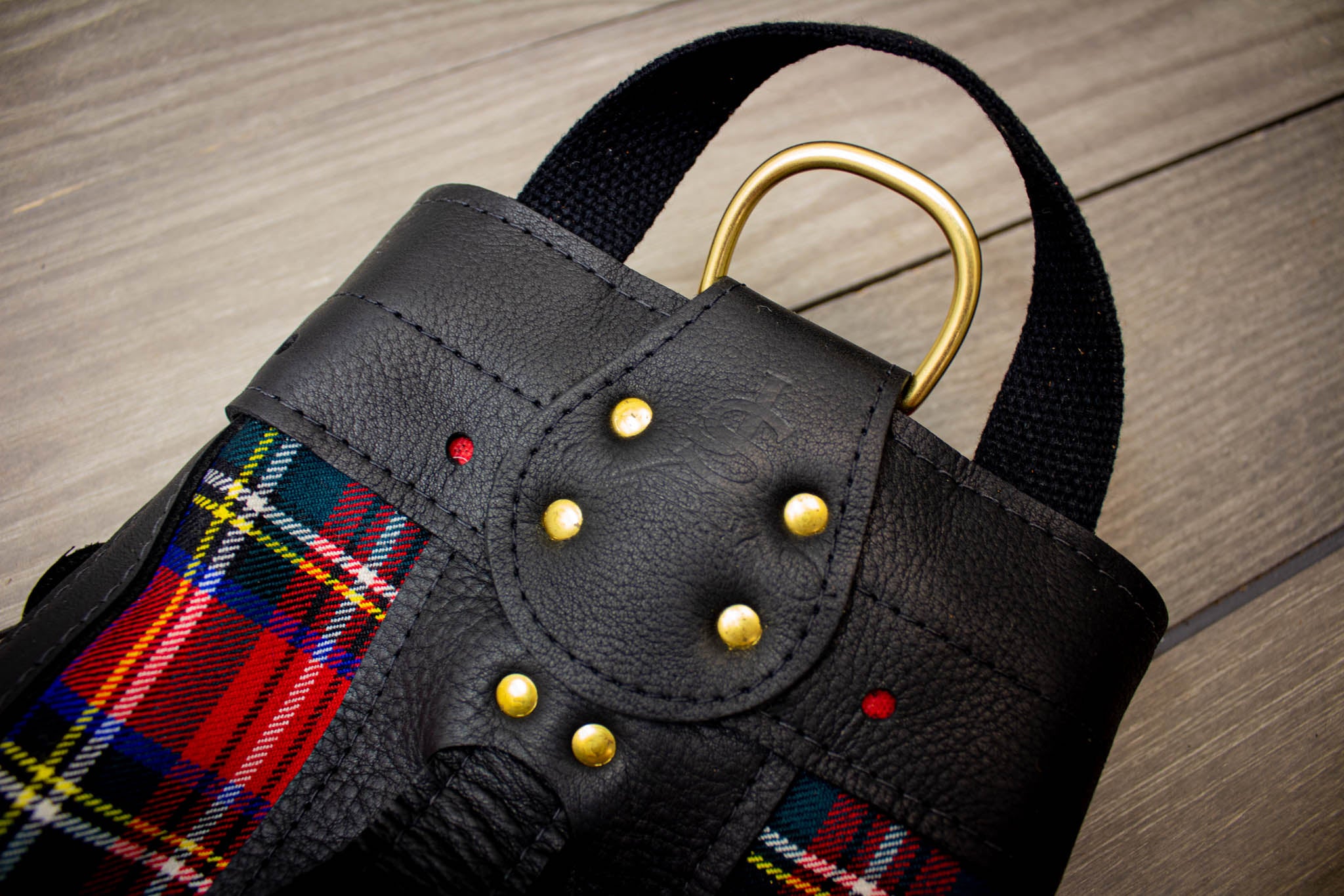 Tartan and Leather Shoe Bag - Steurer & Jacoby