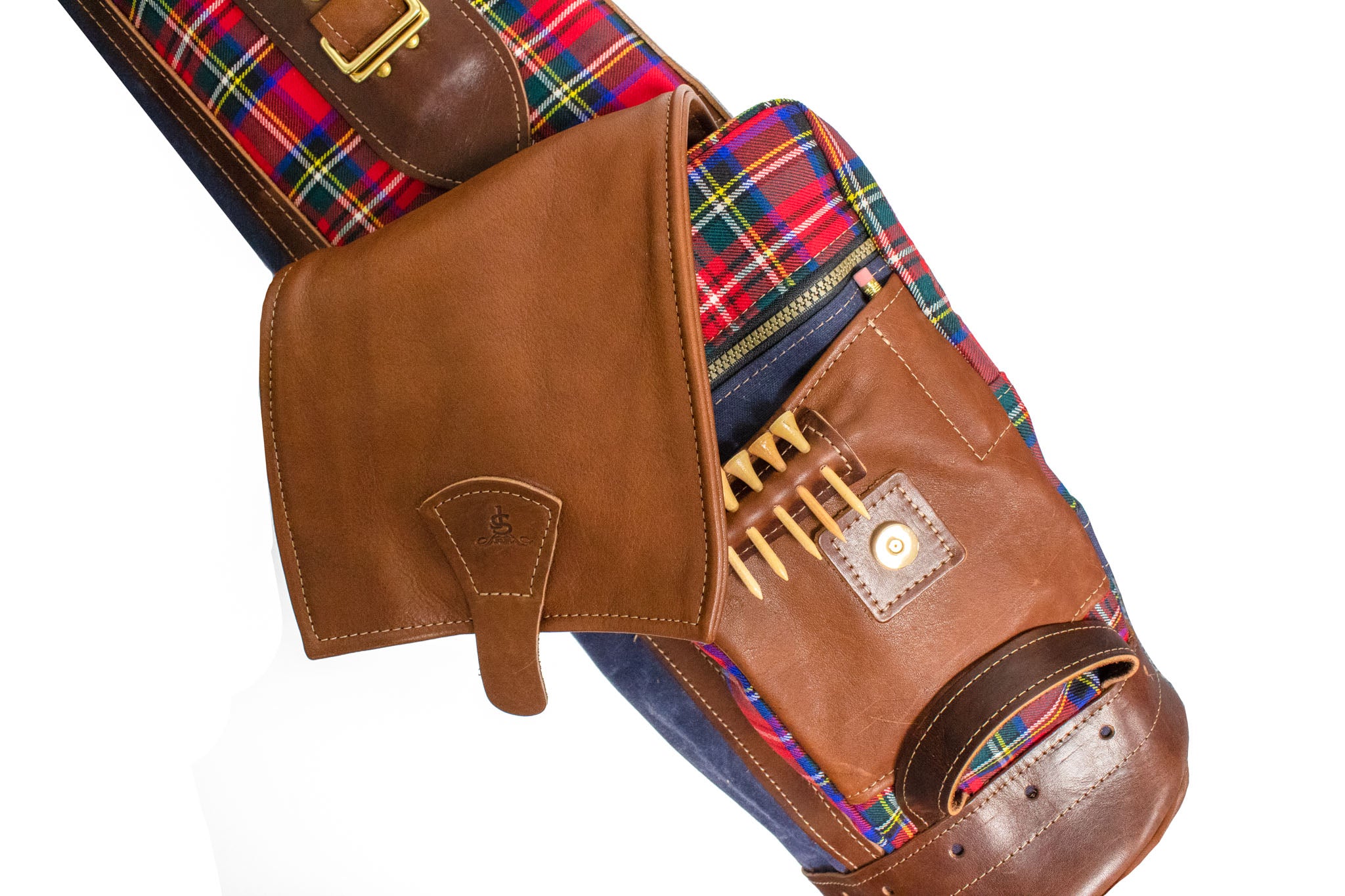 Tartan and Leather Shoe Bag - Steurer & Jacoby