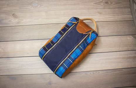 US Air Force Tartan and Leather Shoe Bag- Steurer & Jacoby