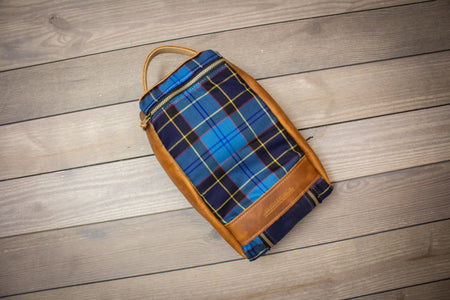 US Air Force Tartan and Leather Shoe Bag- Steurer & Jacoby