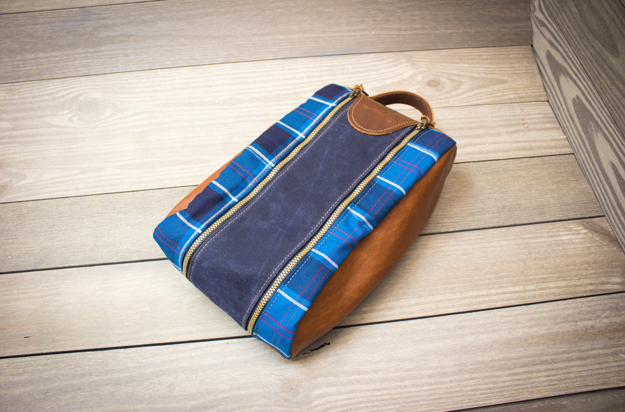 Tartan and Leather Shoe Bag - Steurer & Jacoby